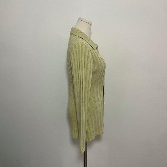 Sabo Nessi Sage Green Ribbed Button-Up Cardigan | Women’s Size Small (AUS 8 / US - Picture 3 of 7